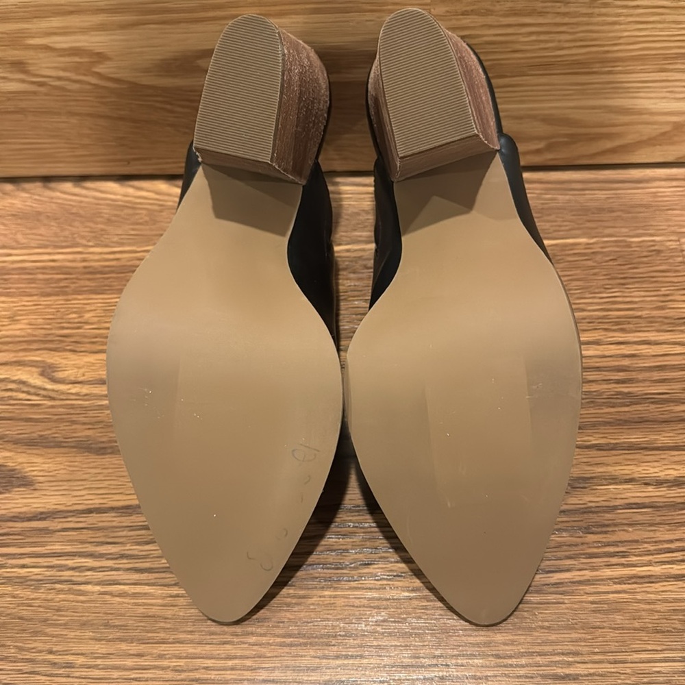 MAYA-PU ABOUND  pointed block heels black mules. Size 9 1/2 M - Picture 12 of 14